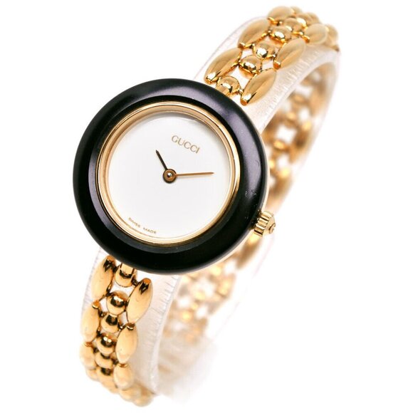 GUCCI Change bezel Watches 11/12.2 WhiteDial Plated Gold Quartz Analog dis... - Picture 1 of 15